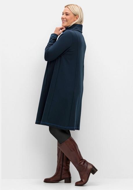 Sheego Kleid In A-Linie, Mit Rollkragen Und Taschen - Nachtblau Sheego