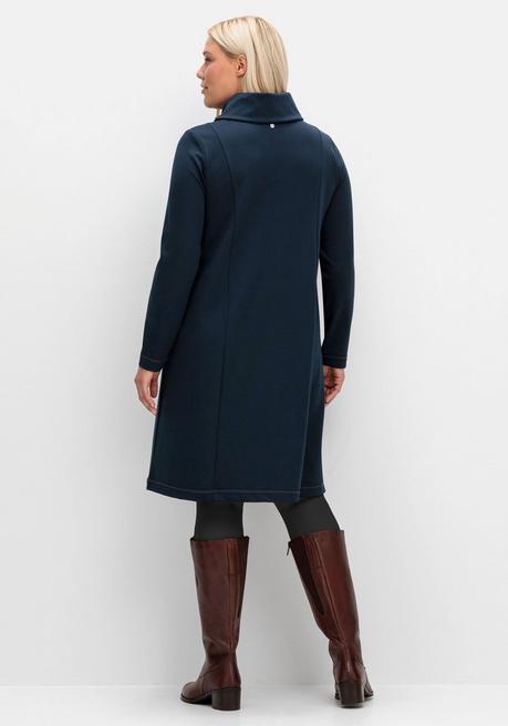 Sheego Kleid In A-Linie, Mit Rollkragen Und Taschen - Nachtblau Sheego