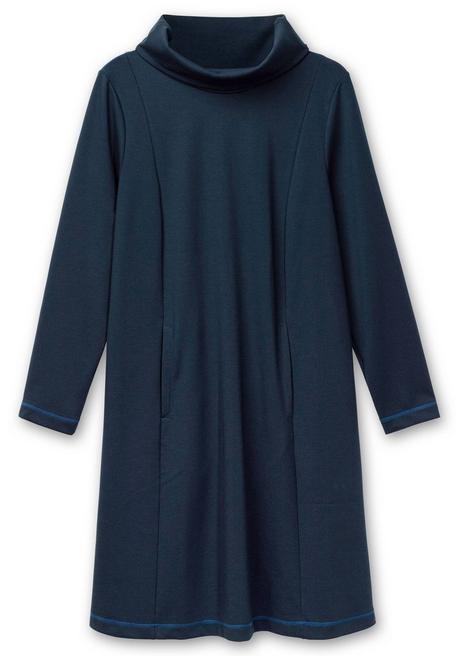 Sheego Kleid In A-Linie, Mit Rollkragen Und Taschen - Nachtblau Sheego