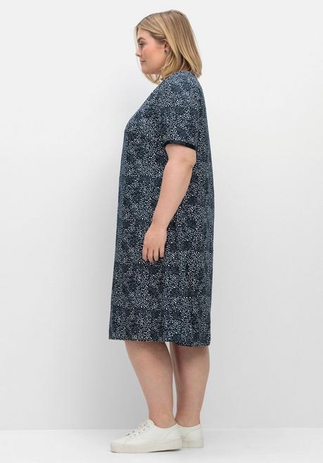 Sheego Kleid In Leichter A-Linie, Mit Punkte-Alloverprint - Nachtblau Gemustert Sheego