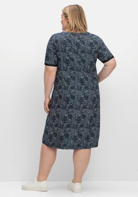 Sheego Kleid In Leichter A-Linie, Mit Punkte-Alloverprint - Nachtblau Gemustert Sheego