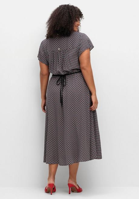 Sheego Kleid In Wickeloptik, Mit Alloverdruck - Schwarz-weiß Gemustert Sheego