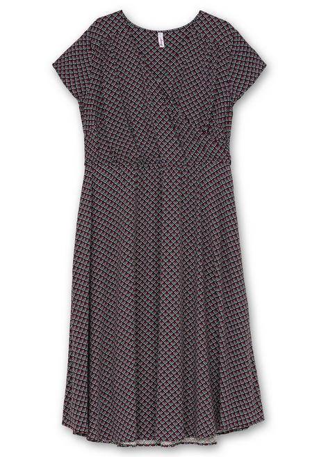 Sheego Kleid In Wickeloptik, Mit Alloverdruck - Schwarz-weiß Gemustert Sheego