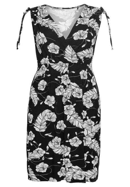 Sheego Kleid In Wickeloptik, Mit Floralem Druck - Schwarz-weiß Sheego