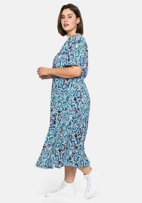 Sheego By Joe Browns Kleid Mit Alloverdruck Und Smokbund - Blau Bedruckt Sheego