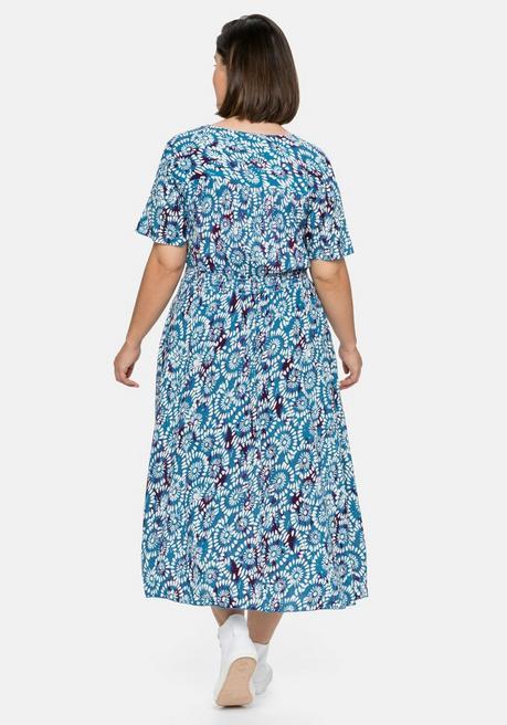 Sheego By Joe Browns Kleid Mit Alloverdruck Und Smokbund - Blau Bedruckt Sheego