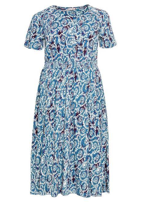 Sheego By Joe Browns Kleid Mit Alloverdruck Und Smokbund - Blau Bedruckt Sheego