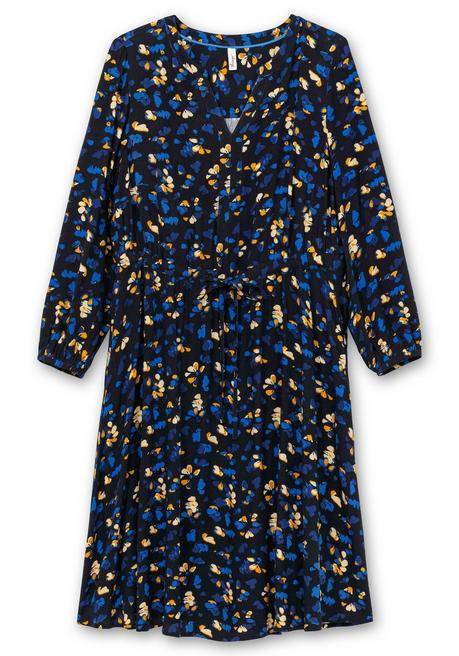 Sheego Kleid Mit Blumendruck, Aus Viskose-Twill - Tiefblau Gemustert Sheego