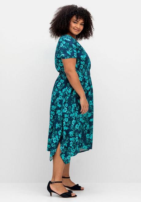 Sheego By Joe Browns Kleid Mit Blumendruck Und Zipfelsaum - Blau Gemustert Sheego