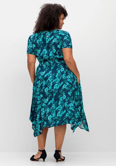 Sheego By Joe Browns Kleid Mit Blumendruck Und Zipfelsaum - Blau Gemustert Sheego