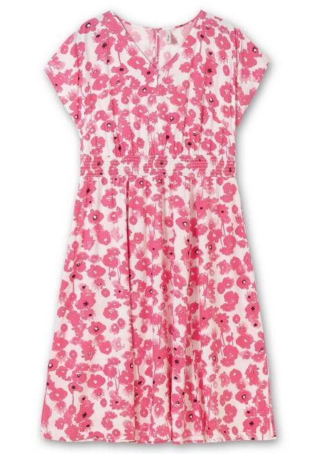 Sheego Kleid Mit Blumenprint Und Smokbund - Magenta Gemustert Sheego