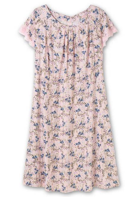 Sheego Kleid Mit Blumenprint Und Spitze Am Ärmel - Rosé Gemustert Sheego