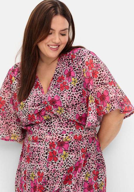 Sheego Loves Miss Goodlife Kleid Mit Blütenprint Und Flügelärmeln - Pink Gemustert Sheego