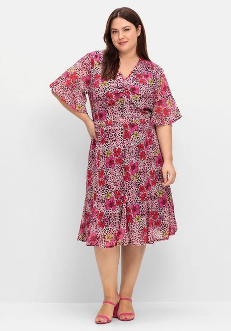 sheego loves miss goodlife Kleid mit Blütenprint und Flügelärmeln - pink gemustert sheego