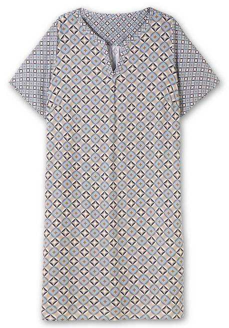 Sheego Kleid Mit Grafikprint Und Tunika-Ausschnitt - Marine Gemustert Sheego