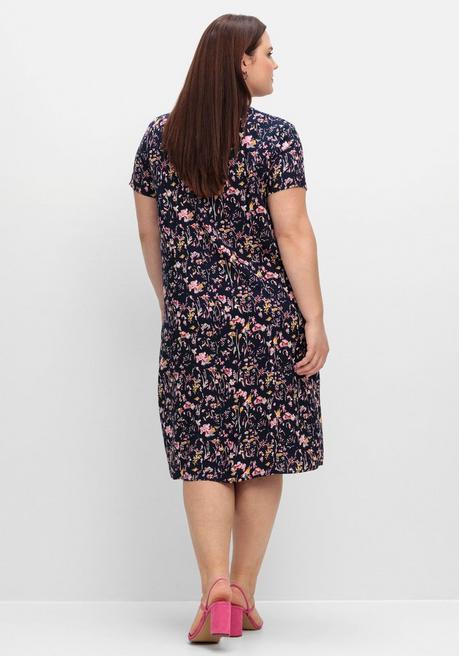 Sheego Kleid Mit Knopfleiste Und Blumendruck - Marine Gemustert Sheego