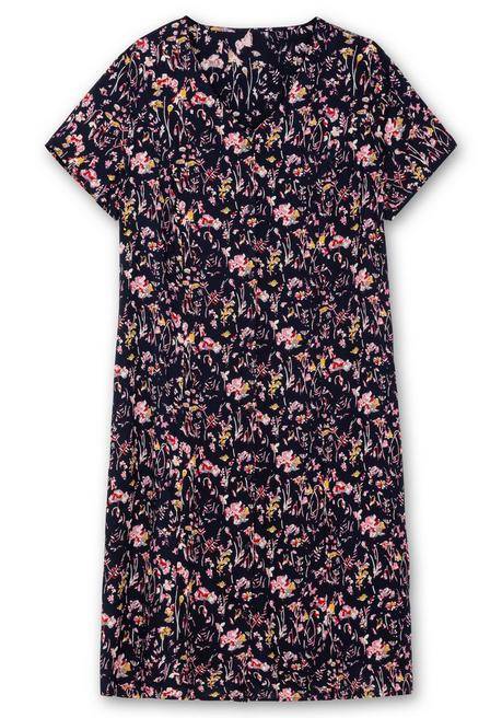 Sheego Kleid Mit Knopfleiste Und Blumendruck - Marine Gemustert Sheego