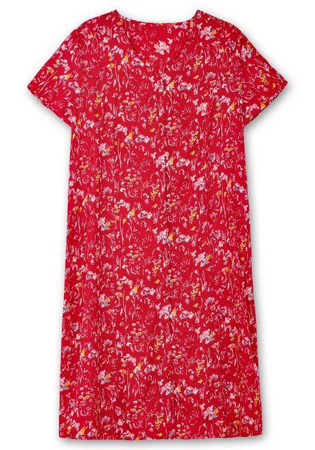 Sheego Kleid Mit Knopfleiste Und Blumendruck - Rot Gemustert Sheego