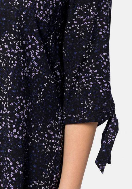 Sheego Kleid Mit Minimal-Alloverprint Und 3/4-Ärmeln - Schwarz Bedruckt Sheego