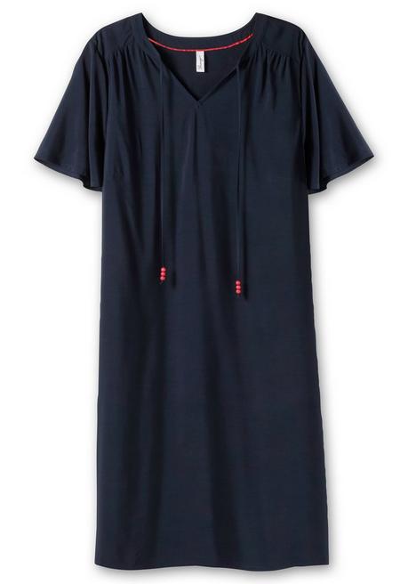 Sheego Kleid Mit Schlitz Und Bindeband Am Ausschnitt - Nachtblau Sheego