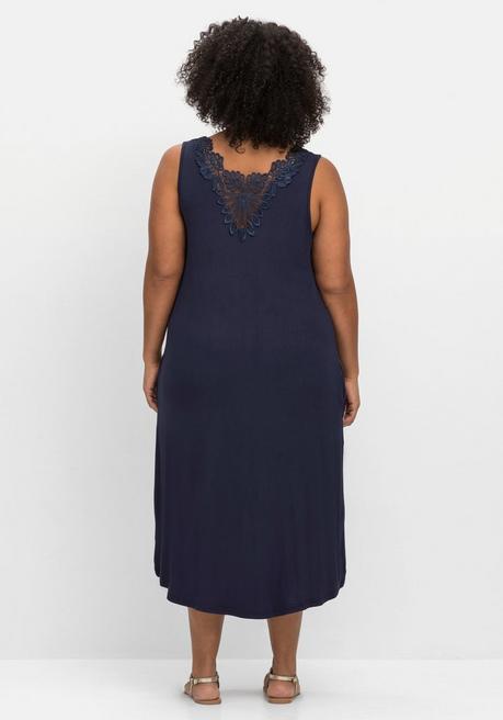 Sheego Kleid Mit Spitzeneinsatz Im Nacken - Marine Sheego