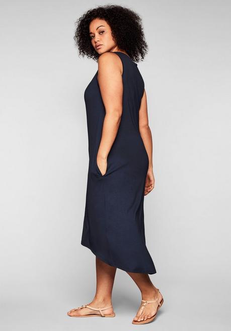 Sheego Kleid Mit Taschen, Im Vokuhilaschnitt - Marine Sheego