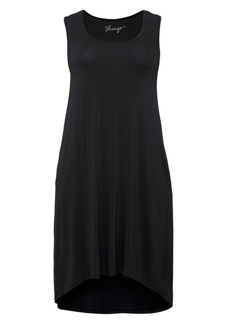 Sheego Kleid Mit Taschen, Im Vokuhilaschnitt - Schwarz Sheego