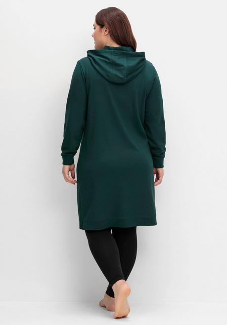 Sheego Kniefreies Kapuzensweatkleid Mit Kängurutasche - Tiefgrün Sheego