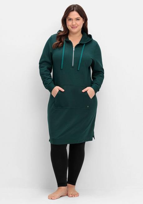 sheego Kniefreies Kapuzensweatkleid mit Kängurutasche - tiefgrün sheego sheego Kniefreies Kapuzensweatkleid mit Kängurutasche - tiefgrün sheego