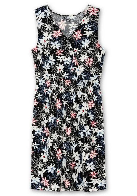 Sheego Knielanges Jerseykleid In Wickeloptik - Schwarz Gemustert Sheego