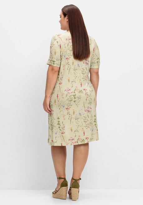 Sheego Knielanges Jerseykleid Mit Blumenmuster - Mint Gemustert Sheego