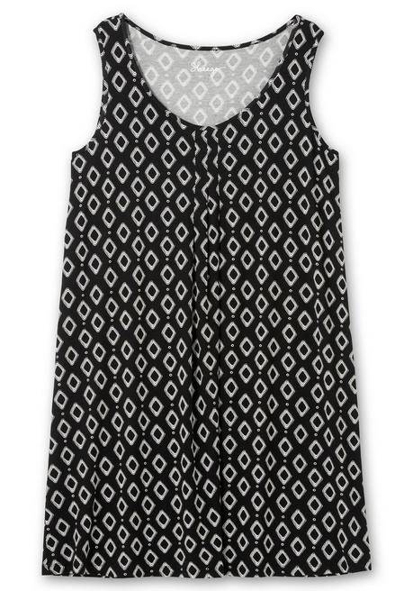 Sheego Knielanges Strandkleid Mit Kellerfalte Vorn - Schwarz Bedruckt Sheego