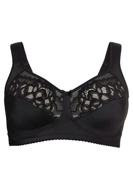 Sheego Komfort-BH Ohne Bügel, Mit Spitze Und Mesh-Details - Schwarz Sheego