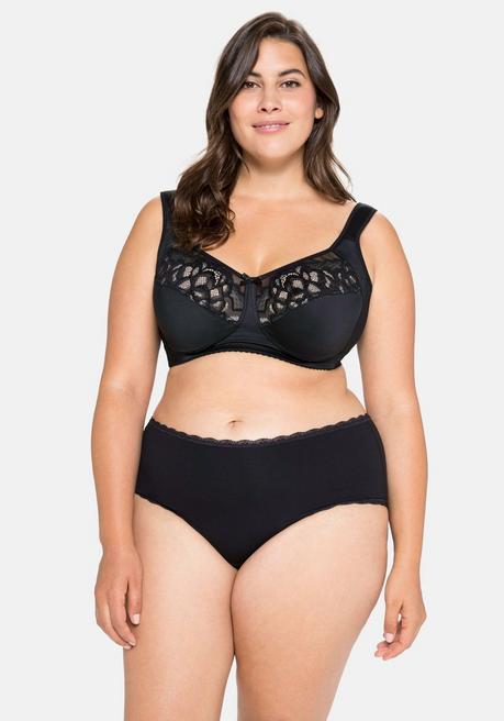 Sheego Komfort-BH Ohne Bügel, Mit Spitze Und Mesh-Details - Schwarz Sheego