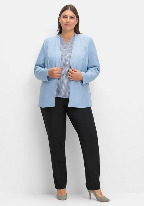 Sheego Kragenloser Blazer Mit Hakenverschluss - Bleu Sheego