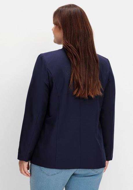 Sheego Kragenloser Blazer Mit Hakenverschluss - Marine Sheego