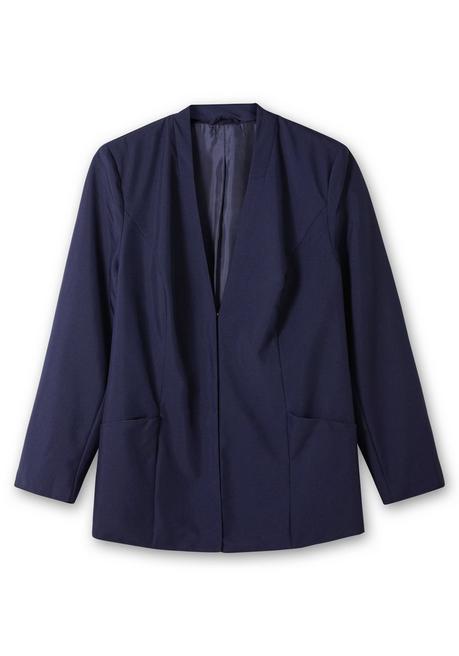 Sheego Kragenloser Blazer Mit Hakenverschluss - Marine Sheego