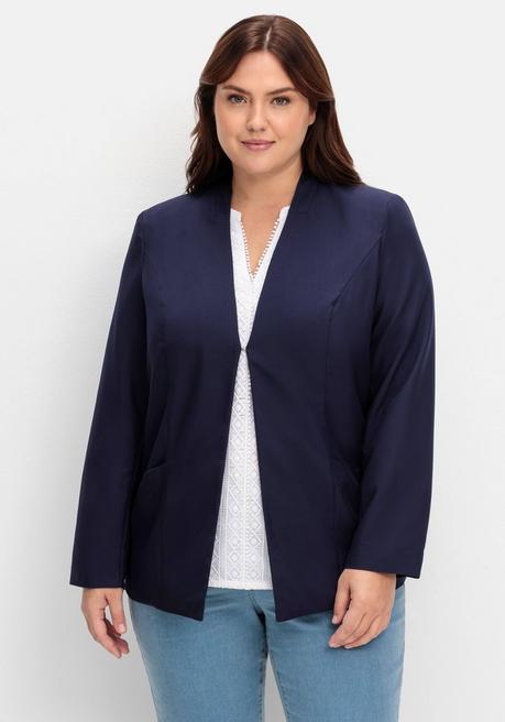 sheego Kragenloser Blazer mit Hakenverschluss - marine sheego