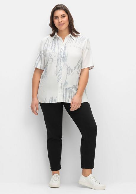 Creation L Kurzarmbluse Mit Alloverdruck, Aus Viskose - Weiß Gemustert Sheego