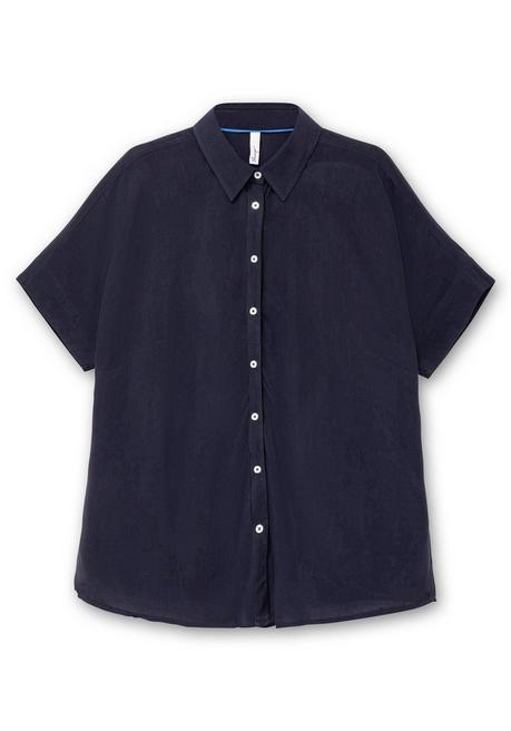 Sheego Kurzarmbluse Mit überschnittenen Schultern - Tiefblau Sheego