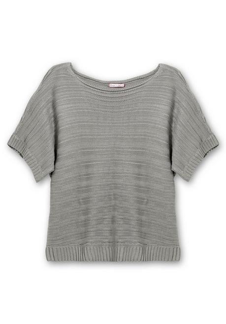 Sheego By Joe Browns Kurzarmpullover In Links-Rechts-Struktur - Silbergrau Sheego