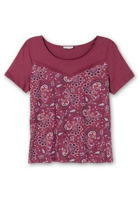 Sheego By Joe Browns Kurzarmshirt Aus Single-Jersey, Mit Paisleymuster - Weinrot Gemustert Sheego