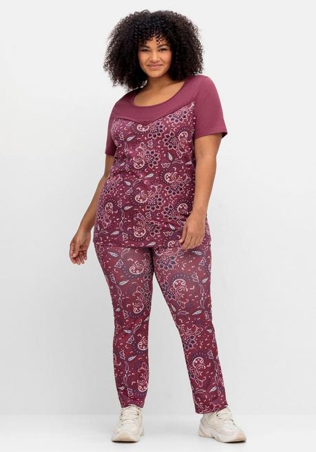 Sheego By Joe Browns Kurzarmshirt Aus Single-Jersey, Mit Paisleymuster - Weinrot Gemustert Sheego