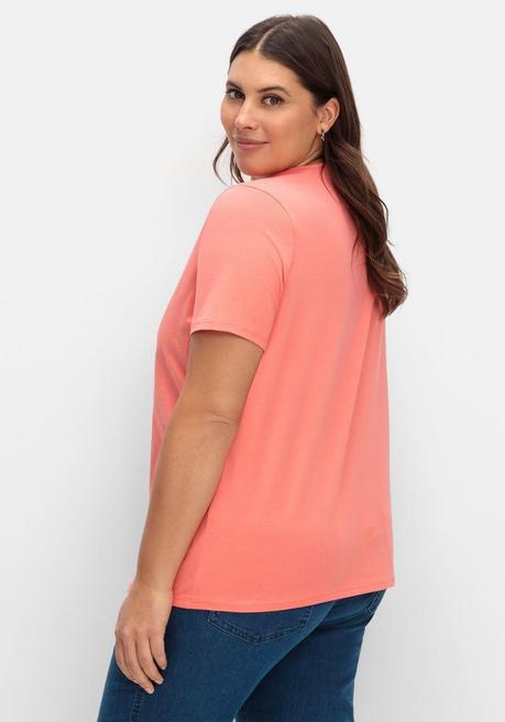 Sheego Kurzarmshirt In Layeroptik Mit Ziernieten - Koralle Sheego