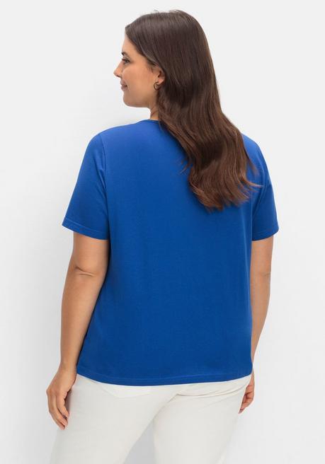 Sheego Kurzarmshirt In Layeroptik Mit Ziernieten - Royalblau Sheego