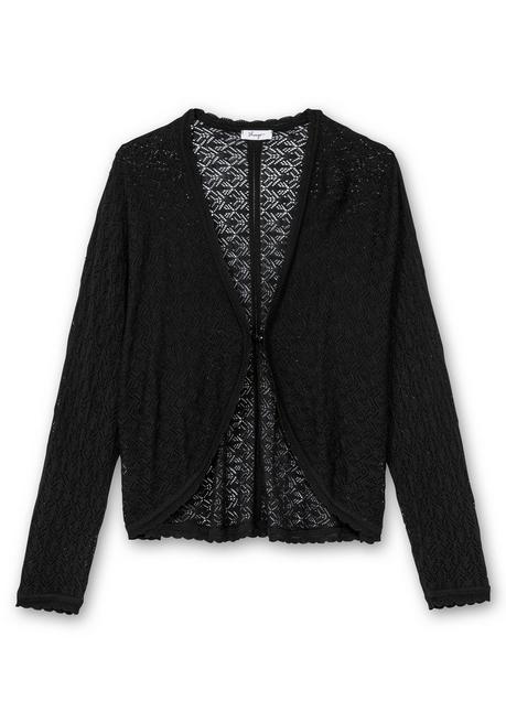 Sheego Kurze Ajour-Strickjacke Mit Knopfverschluss - Schwarz Sheego