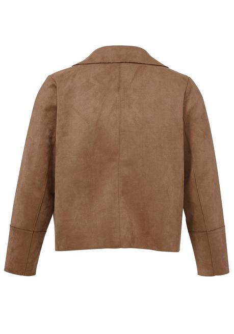 VIA APPIA DUE Kurze Bikerjacke In Offener Form, Mit Reverskragen - Taupe Sheego