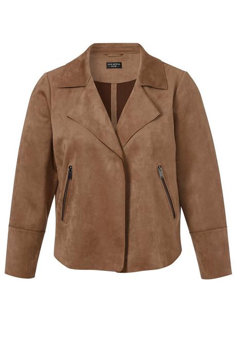 VIA APPIA DUE Kurze Bikerjacke in offener Form, mit Reverskragen - taupe sheego