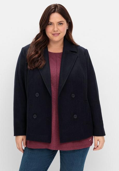 sheego Kurze, gefütterte Cabanjacke mit Wollanteil - tiefblau sheego sheego Kurze, gefütterte Cabanjacke mit Wollanteil - tiefblau sheego