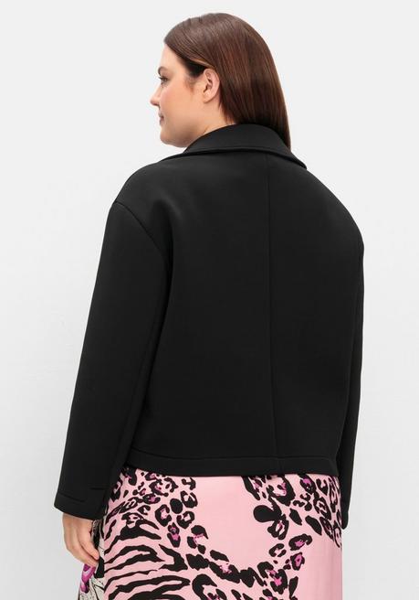 Sheego Loves Miss Goodlife Kurze Jacke Mit Breitem Reverskragen - Schwarz Sheego